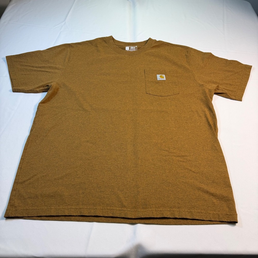 Carhartt Mens Loose Fit Short Sleeve Pocket T-Shirt Brown Heather Large K87 Tee - Picture 4 of 10